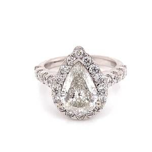NEW NORMANI women's pear shape diamond halo pre-set engagement ring in silver